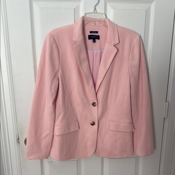 Talbots Pink Blazer Structured Suit Jacket size 16 pale pink - Picture 1 of 4